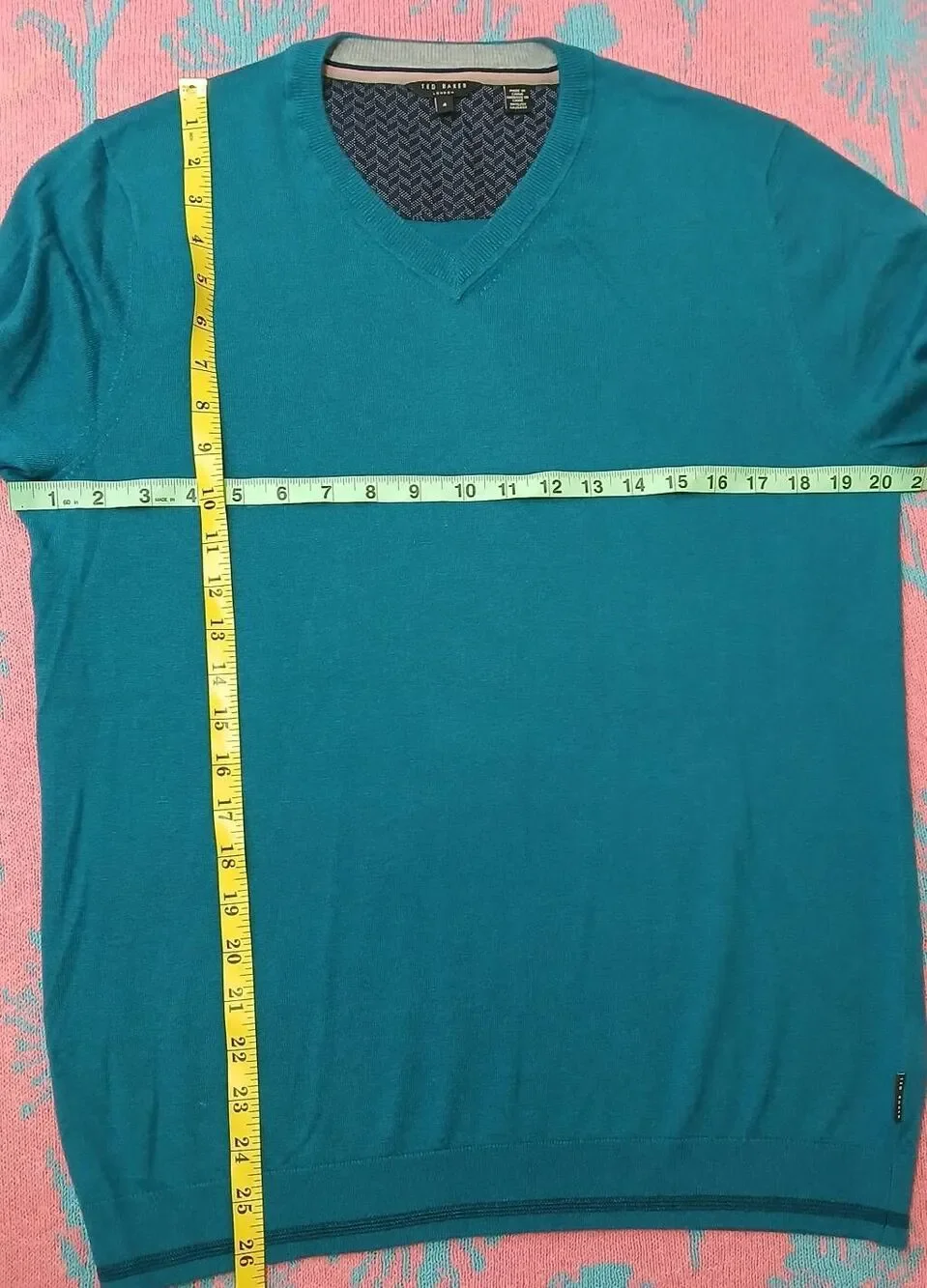 Ted baker mens medium silk cashmere wool sweater lightweight teal blue